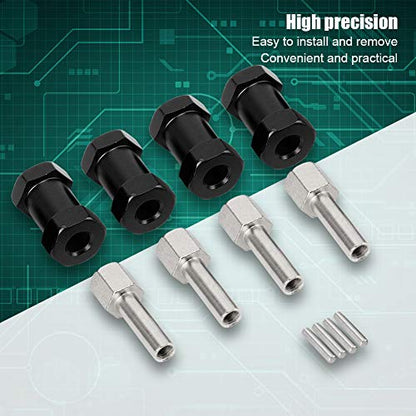 Generic 20mm Extension Wheel Hub Hex Drive Adapter, Durable Aluminium Alloy, Easy Install for 1/10 RC Drift Cars, 4PCS, SilverRedBlack (Black) - color: Black