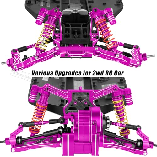 RC Caster Block Set Upgrades Part for 1/10 2WD Slash/Rustler/Stampede 2WD/Bandit 2WD VXL,Aluminium Left Right Caster Blocks,Front Steering Block,Rear Stub Axle Carriers,Pink