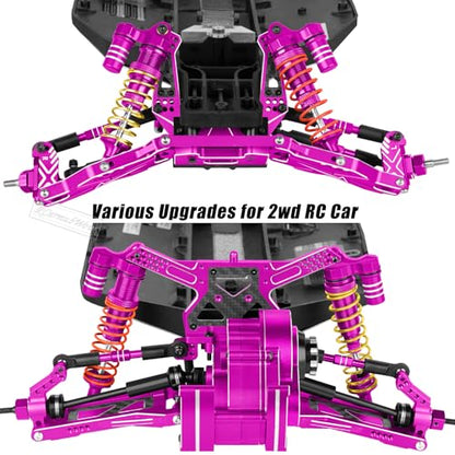 RC Caster Block Set Upgrades Part for 1/10 2WD Slash/Rustler/Stampede 2WD/Bandit 2WD VXL,Aluminium Left Right Caster Blocks,Front Steering Block,Rear Stub Axle Carriers,Pink