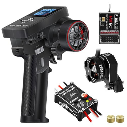 GOUPRC Racing RC Transmitter 8CH 2.4GHz & Receiver with 2204 2400KV Brushless Outrunner Transmission Motor & Uprade 30A Brushless Esc for SCX24 Axial RC Car Crawler Car - color: Upgrade Gen-3 Kit
