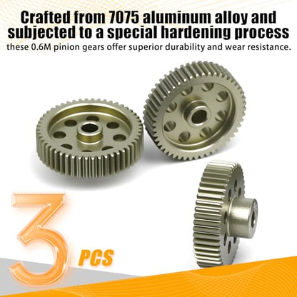 64P Pinion Gear 3.175mm Shaft 7075 Aluminum Alloy Motor Gears,0.6 Metric Pitch 48 49 50T with 1/8 Hole Pinion Gear Compatible with 1/10 Arrma HPI Kyosho Losi Axial Traxxas Tamiya RC Car - size: 48 49 50T