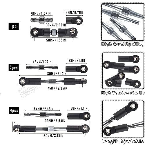 Adjustable Turnbuckles Upgrades Part for 1/10 Slash/Rustler/Stampede/Bandit VXL 4WD, Adjustable Turnbuckles Camber Links Toe Link,7PCS Titanium - color: Titanium/7pcs