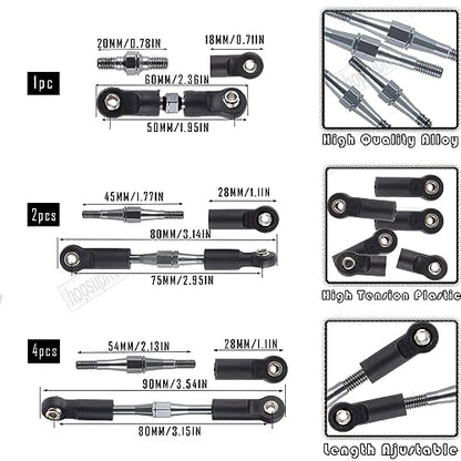Adjustable Turnbuckles Upgrades Part for 1/10 Slash/Rustler/Stampede/Bandit VXL 4WD, Adjustable Turnbuckles Camber Links Toe Link,7PCS Titanium - color: Titanium/7pcs