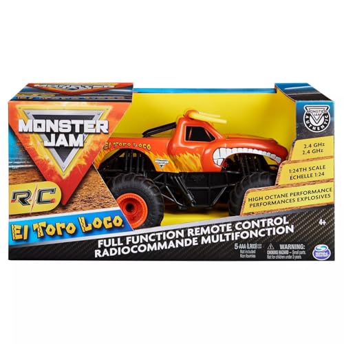 Monster Jam, Official El Toro Loco Remote Control Monster Truck, 1:24 Scale, 2.4 GHz, for Ages 4 and up