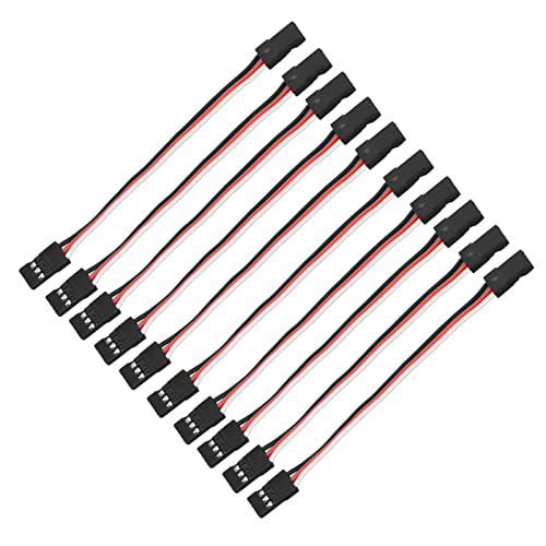 Servo Extension Cable 3 Pin Brass Core High Conductivity Flexible Durable Wire for RC Cars Drones Helicopters Aircraft 10PCS Set (100mm Female to Female) - size: 100mm female to female