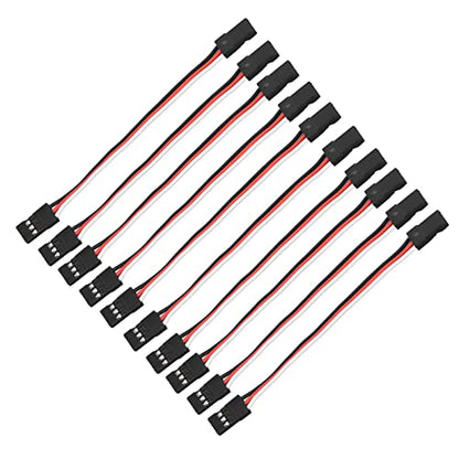 Servo Extension Cable 3 Pin Brass Core High Conductivity Flexible Durable Wire for RC Cars Drones Helicopters Aircraft 10PCS Set (100mm Female to Female) - size: 100mm female to female
