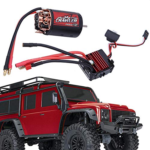 Dilwe RC Brushed Motor, 5-Slot 550 Brushed Motor + 80A ESC Combo Set Upgrade Parts Compatible with 1/10 RC Crawler Car Truck (12T)