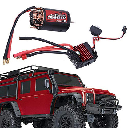Dilwe RC Brushed Motor, 5-Slot 550 Brushed Motor + 80A ESC Combo Set Upgrade Parts Compatible with 1/10 RC Crawler Car Truck (12T)