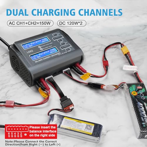 LiPo Battery Charger Dual 10A RC Fast Balance Battery Charger Discharger | RC Car Drone Chargers for 1S-6S LiPo Li-ion Life LiHV 1S-15S NiCd NiMH 2-20V PB Smart Batteries