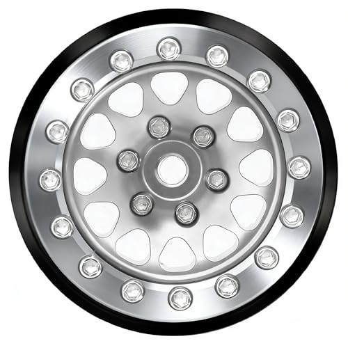 1.3" Aluminium Beadlock Wheels, RC Crawler Upgrade Parts for TRX4M SCX24 1/24 1/18 Scale RC Crawler Cars (Silvery) - color: Silvery