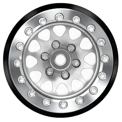 1.3" Aluminium Beadlock Wheels, RC Crawler Upgrade Parts for TRX4M SCX24 1/24 1/18 Scale RC Crawler Cars (Silvery) - color: Silvery