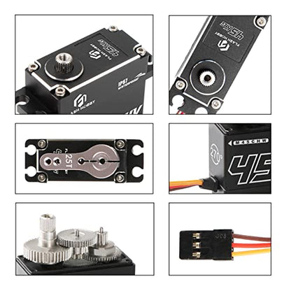 45KG Coreless Servo 8.4V High Torque Full Metal Gear Servo, IP67 Waterproof Steering RC Servo with Control Angle 270° for 1/10 Scale RC Cars, RC Crawler, Trucks & Robot Parts (45KG) - style: 45KG