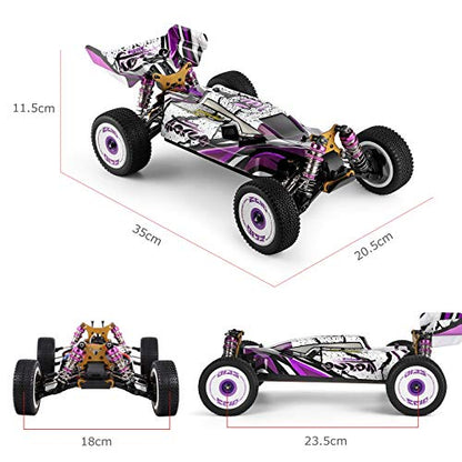 GoolRC WLtoys 124019 RC Cars, 1/12 Scale 2.4GHz Remote Control Car for Adults, 60km/h High Speed Racing Vehicle, 4WD Off-Road RC Buggy Car with Aluminum Alloy Chassis and 2 Batteries - size: 2 Batteries