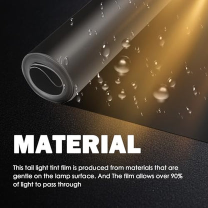 12×47" Car Headlight Tint Film,Self Adhesive Taillight Tint Film for Headlights/Fog Lights/Tail Lights,Waterproof Non-Marking Tail Light Tints Films Kit with Squeegee & Cutter (Black) - color: Black