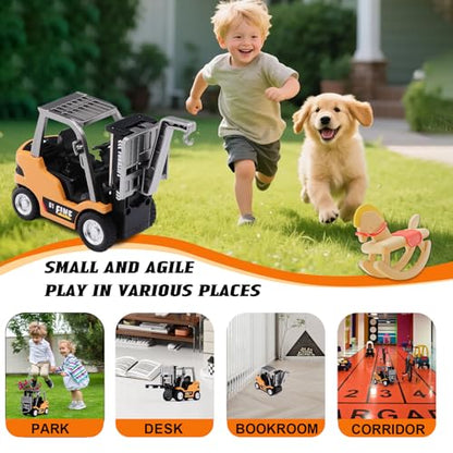 1/64 Scale Mini Desktop Drift RC Car,RC Forklift,RC Construction Vehicle 2.4Ghz with Gyro Micro Drift Racing Remote Contrl Cars Model Toys Hobby Gift for Adults and Kid Children's (Yellow-1) - color: Yellow-1
