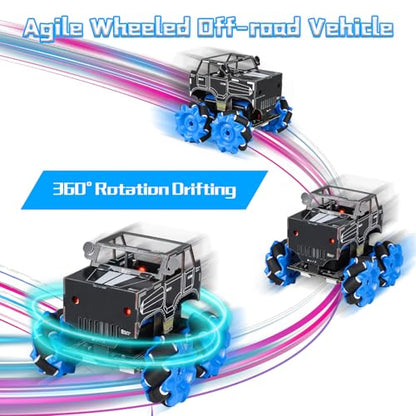 PEMENOL DIY Robot Car Soldering Kit, 4WD RC Drift Car Project Kit with Mecanum Wheels, Remote Control, STEM Electronics Learning Kit with Color Manual for Teens, Adults & DIY Enthusiasts