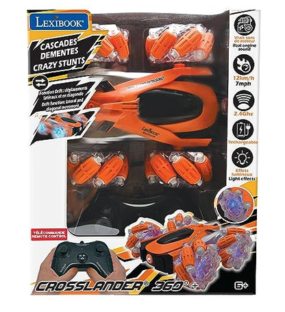 LEXiBOOK, Crosslander Glow RC Car, RC21 | Glow-in-the-dark, Rechargeable, Remote controlled - style: Crosslander 360 - Orange/Black