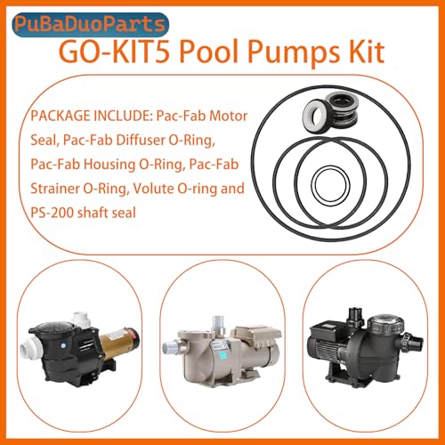 O-Ring Rebuild Repair Kit Compatible with P-entair Challenger GO-KIT5 Pool Pump, Includes 5 O-Rings & PS-200 Shaft Seal, Fit for Pac-Fab Challenger Pumps