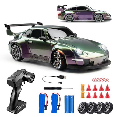 1/24 4WD RC Drift Car, 2.4GHz 20KM/H High Speed Remote Control Racing Car with Drifting Tires, Gift for Kids Adults - color: Gradient