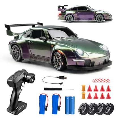 1/24 4WD RC Drift Car, 2.4GHz 20KM/H High Speed Remote Control Racing Car with Drifting Tires, Gift for Kids Adults - color: Gradient