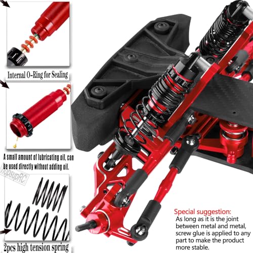 Upgrades Parts for 1/10 Slash 2WD LCG,Carbon Skid Plate&Aluminum RC Shocks&Drive Shaft CVD&A Arms&Steering Block&272R Gearbox&Adjustable Links&Shock Tower&Front Bulkhead,Red - color: Red(hops Up)