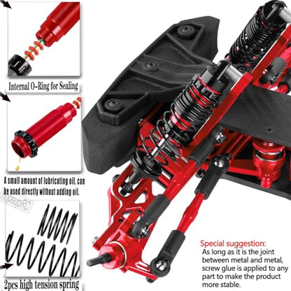 Upgrades Parts for 1/10 Slash 2WD LCG,Carbon Skid Plate&Aluminum RC Shocks&Drive Shaft CVD&A Arms&Steering Block&272R Gearbox&Adjustable Links&Shock Tower&Front Bulkhead,Red - color: Red(hops Up)