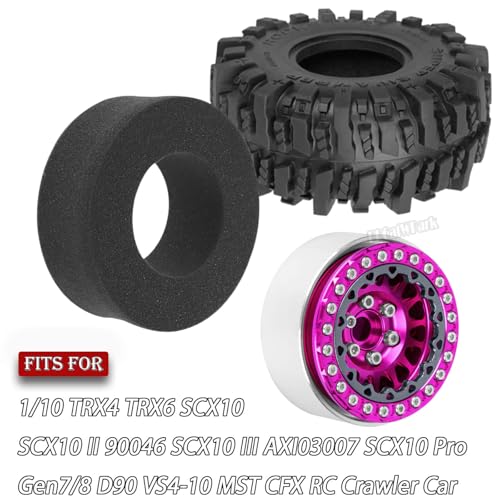 RC 1.9 Beadlock Wheels and Tires for 1/10 TRX4 TRX6 SCX10 SCX10 II 90046 SCX10 III AXI03007 SCX10 Pro Gen7/8 D90 VS4-10 MST CFX RC Crawler Car,4PCS Beadlock Rims 1.9 Wheel Tires,Pink - color: Pink - (1.9 Beadlock Wheels)