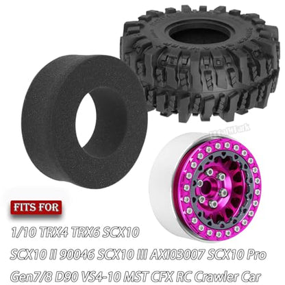 RC 1.9 Beadlock Wheels and Tires for 1/10 TRX4 TRX6 SCX10 SCX10 II 90046 SCX10 III AXI03007 SCX10 Pro Gen7/8 D90 VS4-10 MST CFX RC Crawler Car,4PCS Beadlock Rims 1.9 Wheel Tires,Pink - color: Pink - (1.9 Beadlock Wheels)