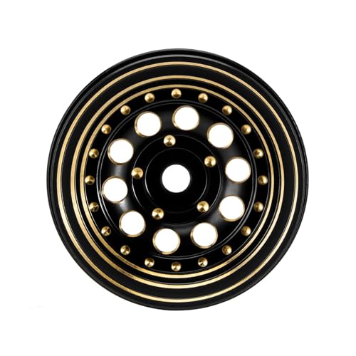INJORA 1.0 Beadlock Wheel Rims Black Coating Brass Rims for 1/24 1/18 RC Crawler Car Axial SCX24 AX24 TRX4M FCX24, 39g(Black) - color: Black