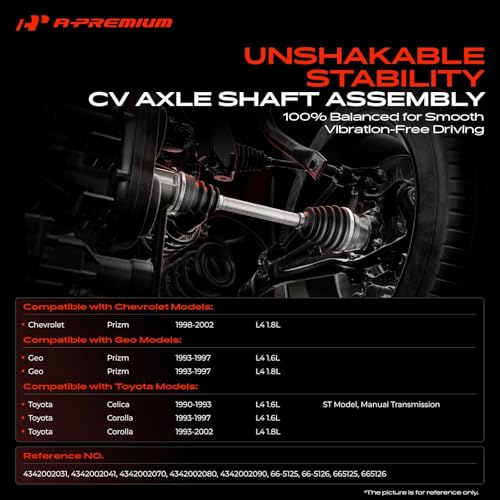 A-Premium Front CV Axle Shaft Assembly | Compatible with Toyota Celica 90-93, Corolla 93-02 & Chevrolet Prizm 98-02 & Geo Prizm 93-97, Front Left and Right, Set of 2 - style: Front Driver and Passenger Side