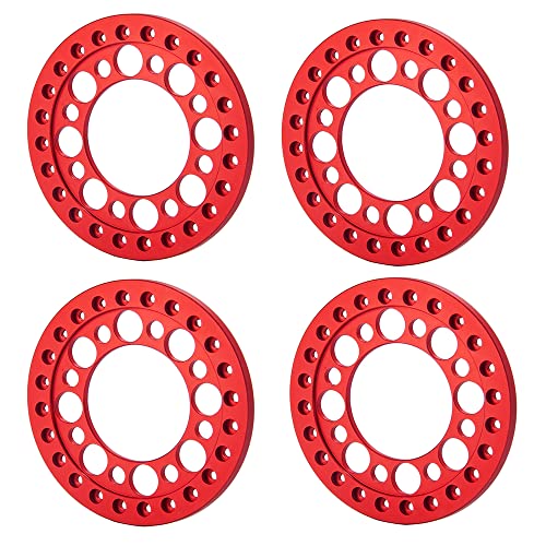 4pcs 2.2inch Aluminum RC Beadlock Wheel Replacement Ring for 1/10 RC Crawler Car 2.2" Wheels Rim (Red) - color: Red