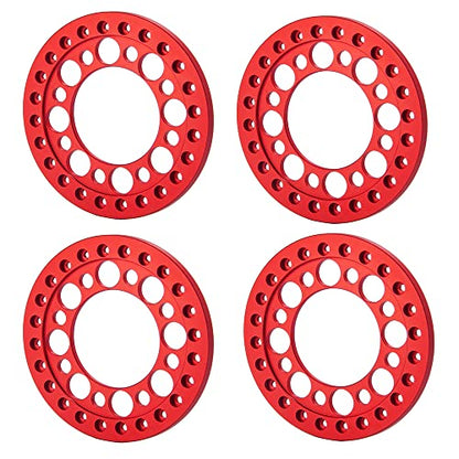 4pcs 2.2inch Aluminum RC Beadlock Wheel Replacement Ring for 1/10 RC Crawler Car 2.2" Wheels Rim (Red) - color: Red