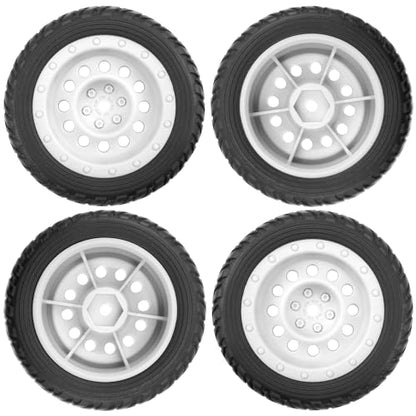 ShareGoo 75mm RC Rally Car Tires Rubber Tires Tyres & Plastic Wheel Rims 12mm Hex Compatible with Traxxas Tamiya HSP HPI Kyosho 1/10 RC On Road Racing Car (White)