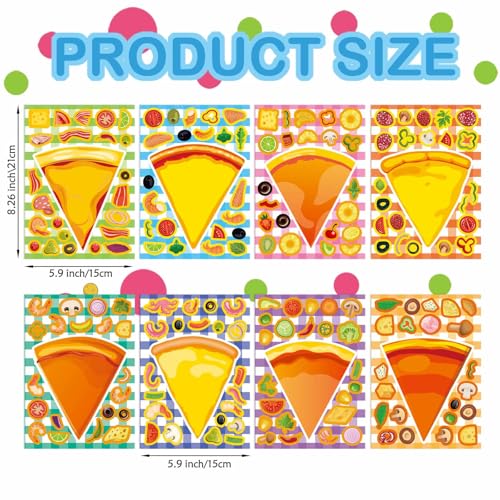 24 Sheets Make a Pizza Stickers for Kids, Make Your Own Stickers | Pizza Parties Cute Party Favors Decorations, DIY Arts Birthday Games Family Night - style: Pizza