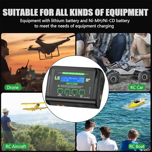 Lipo Battery Charger 150W 10A RC Battery Charger, Balance Fast Charger Discharger for LiPo/Li-ion/Life Battery(1-6s) NiMH/NiCd (1-15s) Pb Battery - color: green