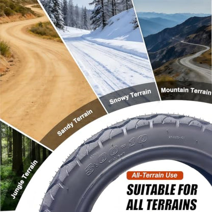 10 Inch Electric Scooter Tire, 3.00-10 Tubeless Tire, 8pr 10in Off-Road Non-Slip Wear-Resistant Thick Rubber for Motorcycle, Scooter, E-Bike, Mopeds Tires with 10 Inches Rims, 2PC - size: 3.00-10 Tubeless Tire