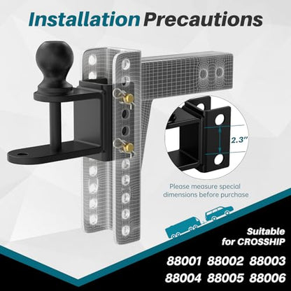 #99004 3-in-1 ATV/UTV Adjustable Trailer Hitch Towing Ball Mounts with 2" Ball Hitch Rated 2000 LBS, Winch Strap Loop Rated 5000 LBS Fits CROSSHIP #88001, 88002, 88003, 88004, 88005, 88006 - color: Replacement ATV/UTV Trailer Hitch