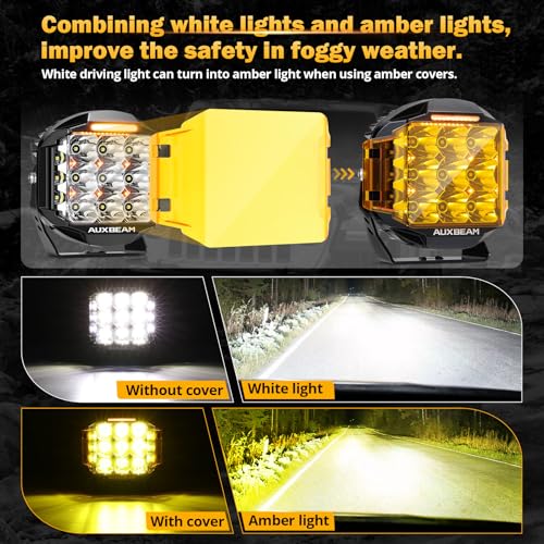Auxbeam V-MAX Series 7" 228W Round Offroad Light Pod with 270° Side Shooter | 26100LM Offroad Light Bar, Spot Flood Combo Beam, 7Inch Cube Pod Lights with DRL & Back Light, LED pod Light for Jeep Truck - color: 7in Round LED Pod