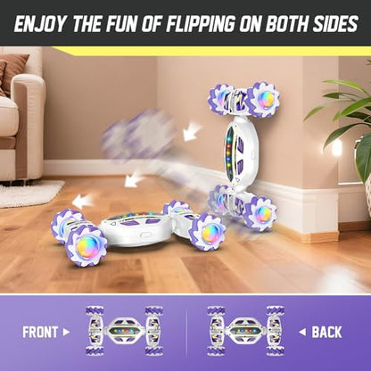 Gesture Sensing RC Stunt Car for Boys 8-12 - Gifts Toy for Kids,4WD Remote Control 360° Rotating,Transform Hand Controlled,Birthday Presents for Boy Age 8 9 10 11 12(White)
