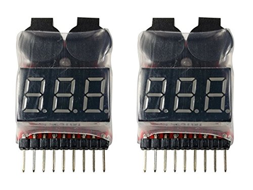 2 Pack Lipo Battery Voltage Checker Alarm LED 1-8 Cell - Apex RC Products #1655