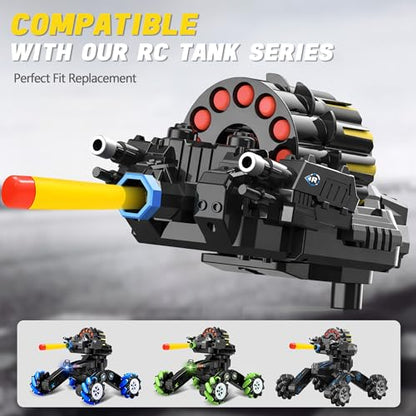 Blue Foam Dart Launcher Attachment for RC Toy Vehicle, Soft Foam Dart Shooter Replacement Module for Remote Control Stunt Car Toy, Kids RC Toy Accessory Spare Part - color: Blue & Foam Blaster