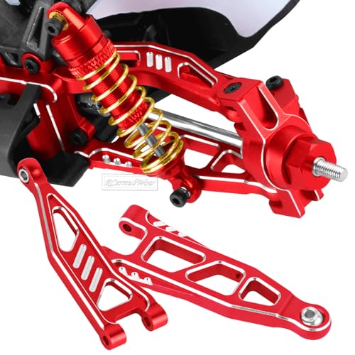 RC Upgrades Part for 1/18 Granite GROM MEGA 380,Front Rear Shock Absorber,Driveshafts CVD,Suspension Arms,Front Steering Block Knuckles & C-Hubs Caster Blocks & Rear Hubs,Red - color: Red(1set)