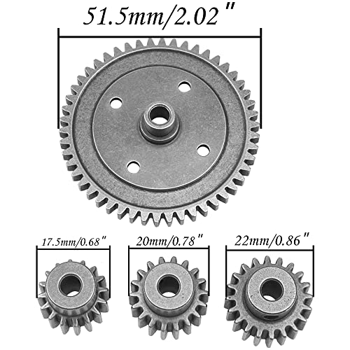 Steel 50T Spur Gear with 16T 18T 20T Pinions Gear Differential Gear Sets Compatible with Arrma 1/8 6S Typhon Kraton Outcast Notorious,1/7 6S Fireteam Mojave RC Upgrade Part