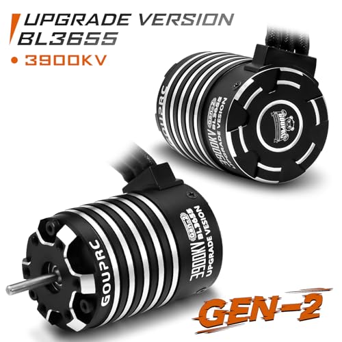 GOUPRC Upgrade Gen-2 60A Brushless ESC Electric Speed Controller Combo with BL3655 3900KV Brushless Motor Shaft 3.175mm Diameter Kit for 1/10 1/12 RC Off-Road Monster Truck Buggy Car - color: Grey 60a Esc & 3900kv