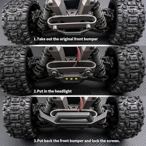 LSG RC LED Light Kit Headlight Taillight Set for Tra-xxas 1/16 Mini Maxx 2S | Front Rear Lamp RC Upgrade Parts with Zip Ties & Screws