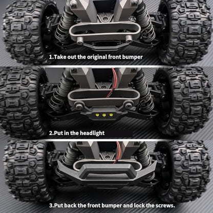 LSG RC LED Light Kit Headlight Taillight Set for Tra-xxas 1/16 Mini Maxx 2S | Front Rear Lamp RC Upgrade Parts with Zip Ties & Screws