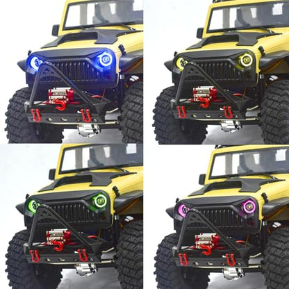IP6 Waterproof LED Light Kit Headlights Angel Eyes with 12 Modes for TRX-4 SCX10 RC4WD 1/10 RC Climbing Rock Crawler Flat Run Short Card Model Car