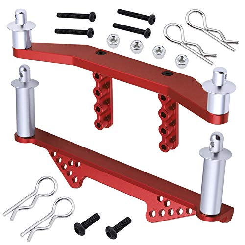 Hobbypark Aluminum Front & Rear Body Mounts with Body Posts Upgrade Parts for 1/10 Traxxas Slash 2WD Rustler Stampede VXL (Red) - color: Red