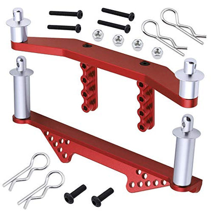 Hobbypark Aluminum Front & Rear Body Mounts with Body Posts Upgrade Parts for 1/10 Traxxas Slash 2WD Rustler Stampede VXL (Red) - color: Red