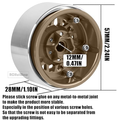 RC 1.9" Beadlock Wheels Rims for 1/10 SCX10 90046 AX103007 TRX4 TRX6 D90 VS4-10 MST CFX Gen8 Gen7 RC Crawler,Alloy Aluminium 1.9 rc Wheel Rim w/Rings,Brown w/Black - color: Brown(4pcs)